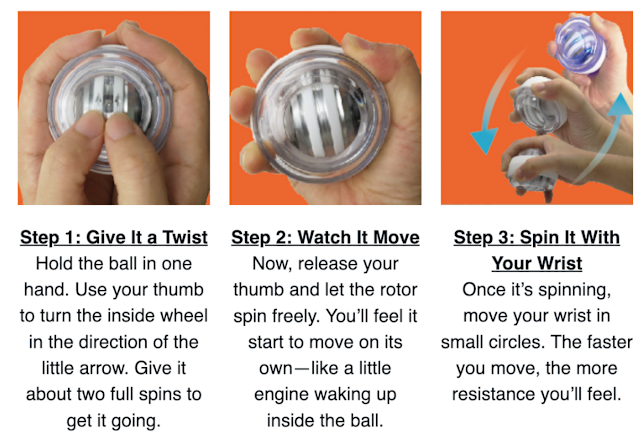Close up instructions for starting the ball